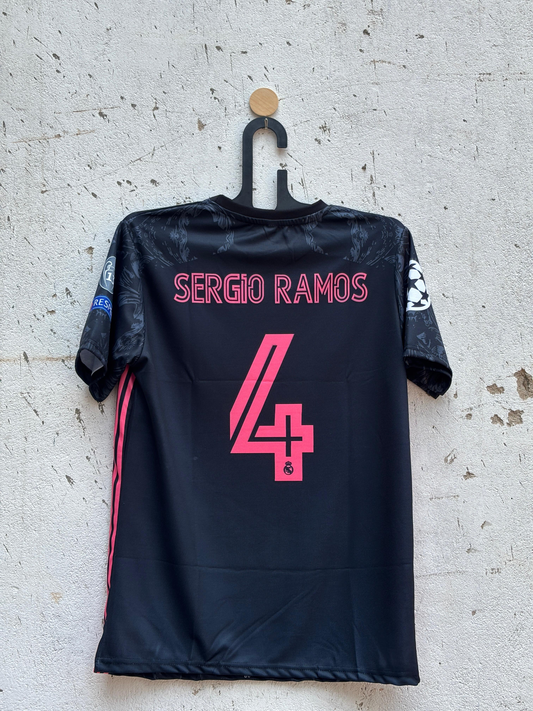 SERGIO RAMOS REAL MADRID BLACK RETRO JERSEY AVAILABLE
